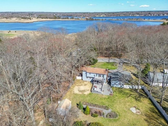bird's eye view featuring a water view