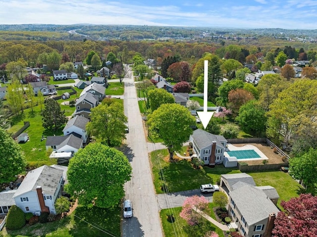 drone / aerial view with a residential view