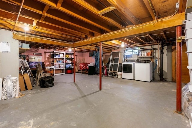 below grade area with washing machine and dryer