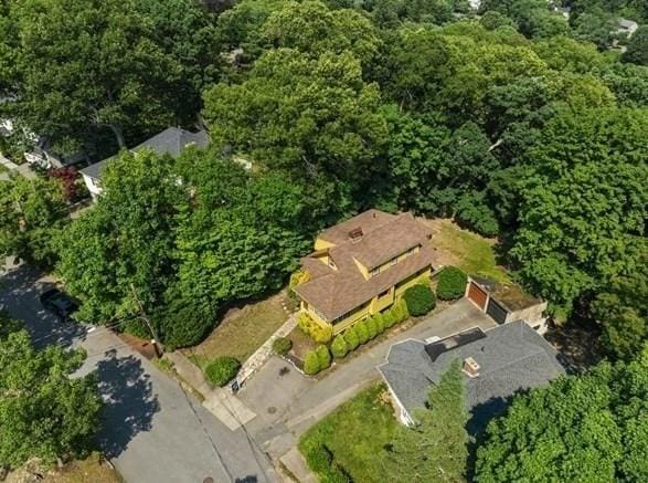 50 Grove Hill Park, Newton, MA 02460 - drone / aerial view with a wooded view