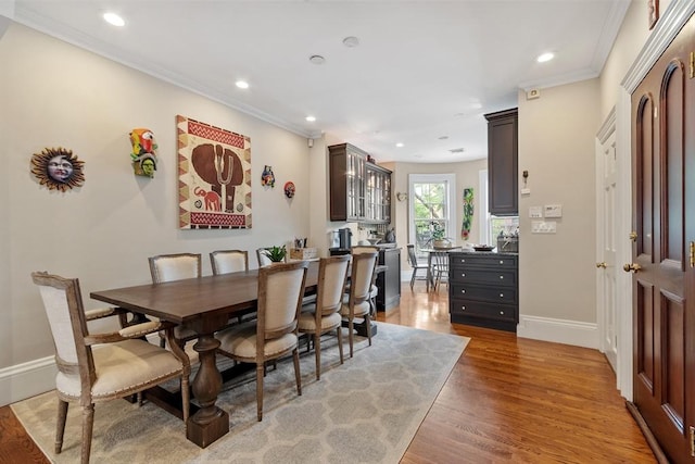 38 Concord Sq Unit 2, Boston, MA 02118 - dining area featuring recessed lighting, light wood-style flooring, and crown molding