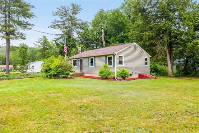 61 Mattawa Cir, Orange, MA 01364 - ranch-style home featuring a front lawn and a chimney