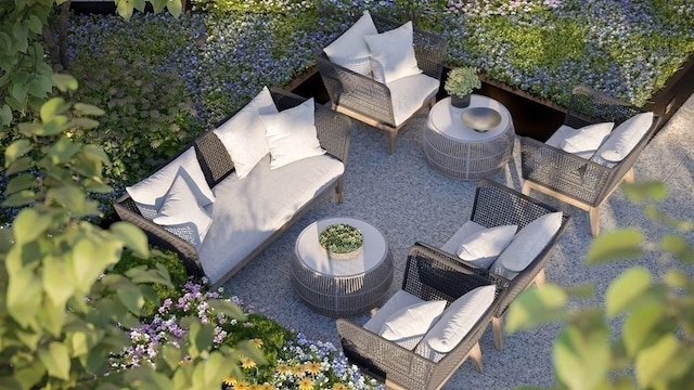 exterior space with an outdoor hangout area