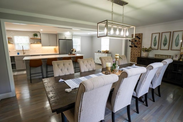 796 Foundry St, Easton, MA 02375 - dining room featuring dark wood finished floors and ornamental molding