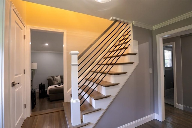 796 Foundry St, Easton, MA 02375 - stairs with wood finished floors and ornamental molding