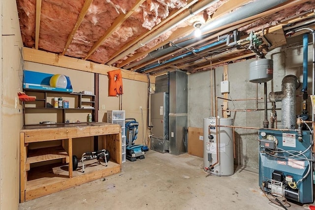 71 Johnny Appleseed Ln, Leominster, MA 01453 - unfinished basement featuring water heater, a heating unit, and heating unit