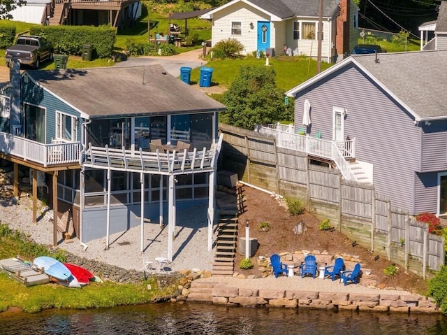 11 Hamilton Dr, Holland, MA 01521 - rear view of property with stairway and a deck with water view