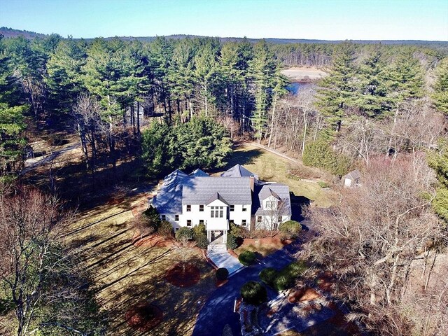 308 Harvard Rd, Stow, MA 01775 - birds eye view of property with a wooded view