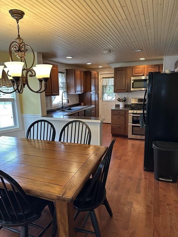 10 Marilyn Dr, Auburn, MA 01501 - dining area with a chandelier, dark wood-type flooring, and recessed lighting