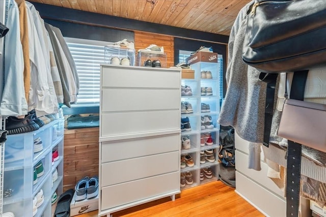 spacious closet featuring light wood-type flooring