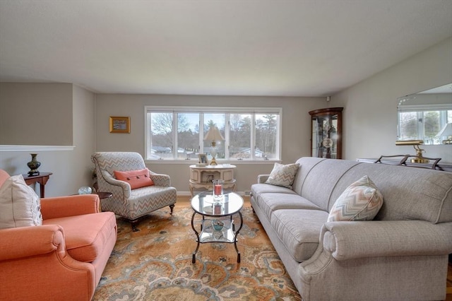 living area featuring wood finished floors