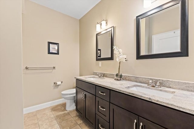 bathroom with tile patterned floors, toilet, and vanity