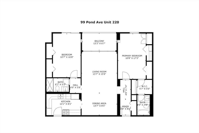 99 Pond Ave Unit 220, Brookline, MA 02445 - view of floor plan / room layout