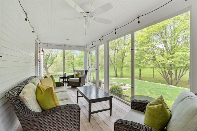 894 Great Pond Rd, North Andover, MA 01845 - sunroom / solarium with ceiling fan and an outdoor hangout area