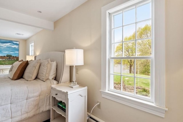 894 Great Pond Rd, North Andover, MA 01845 - bedroom featuring multiple windows and beam ceiling