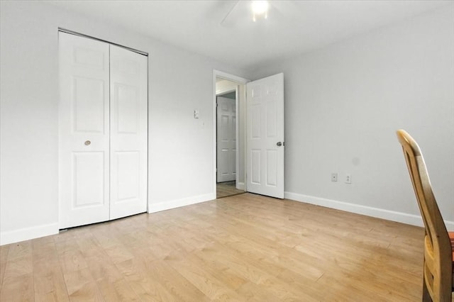 386 Great Rd Unit A3, Acton, MA 01720 - unfurnished bedroom featuring light wood-style flooring, a closet, and ceiling fan