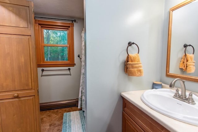 bedroom featuring a baseboard radiator, two closets, light wood-type flooring, and cooling unit