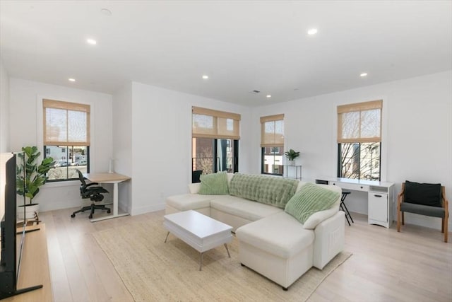 living room featuring light hardwood / wood-style flooring