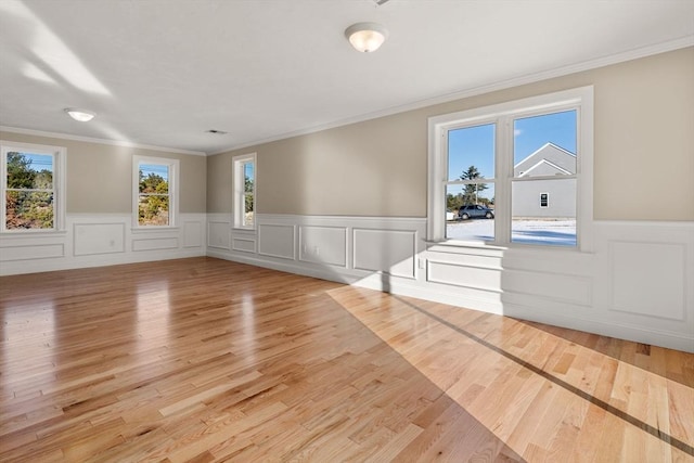 77 Minot Ave, Wareham, MA 02571 - spare room featuring ornamental molding, a wainscoted wall, light wood finished floors, and a decorative wall