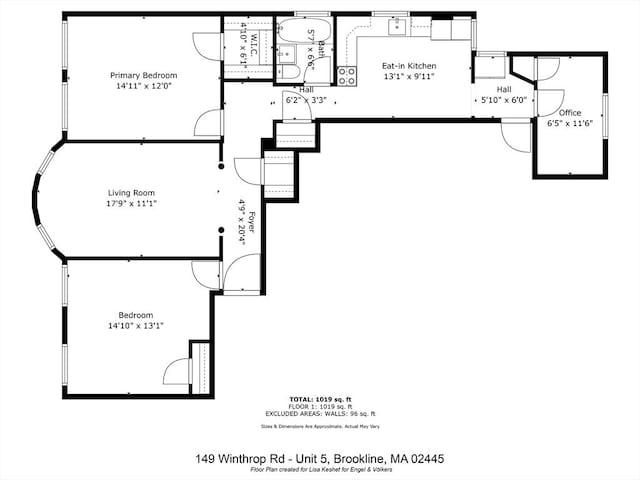 149 Winthrop Rd Unit 5, Brookline, MA 02445 - floor plan / room layout