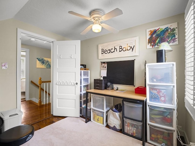 5 Adams St, Littleton, MA 01460 - office with ceiling fan, wood finished floors, and baseboards