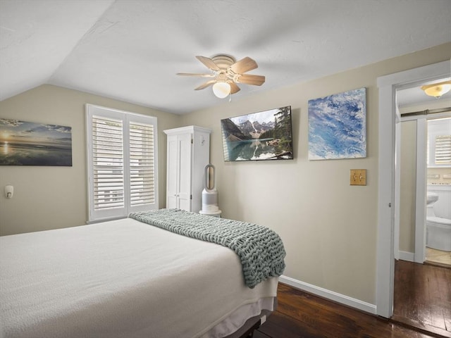 5 Adams St, Littleton, MA 01460 - bedroom featuring wood finished floors, baseboards, lofted ceiling, and a ceiling fan