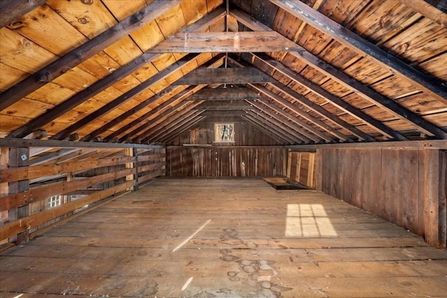 view of unfinished attic