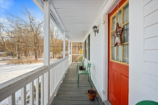 wooden terrace with covered porch