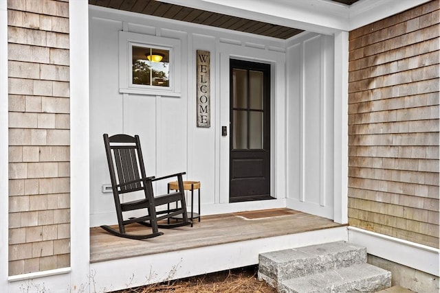 doorway to property with a porch