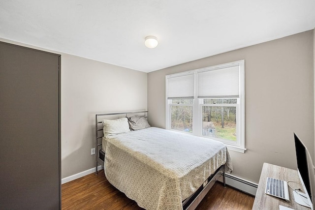 239 Upper County Rd, Dennis, MA 02660 - bedroom with baseboard heating, wood finished floors, and baseboards