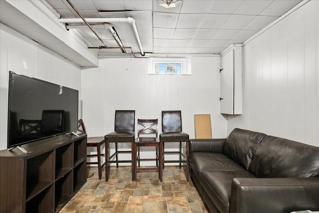 interior space with stone finish flooring