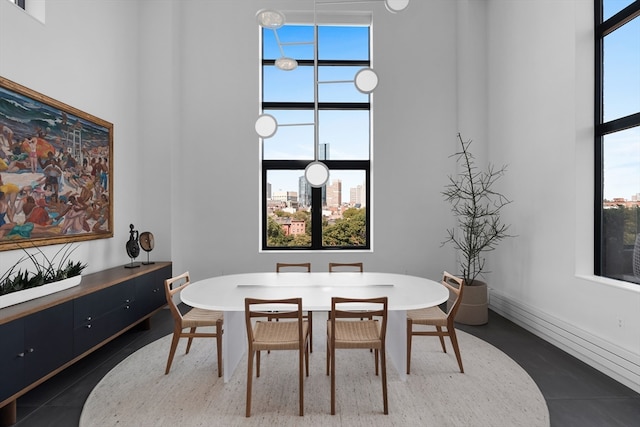 tiled dining area with a wealth of natural light