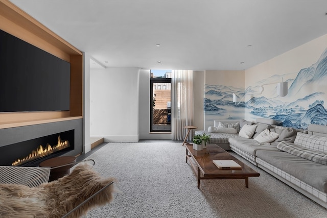 living room with carpet floors