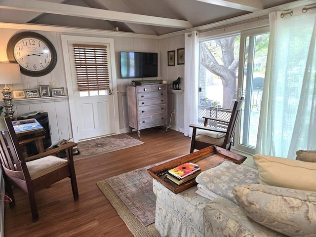 230 Gosnold St Unit 1A, Barnstable, MA 02601 - living area featuring vaulted ceiling and wood finished floors
