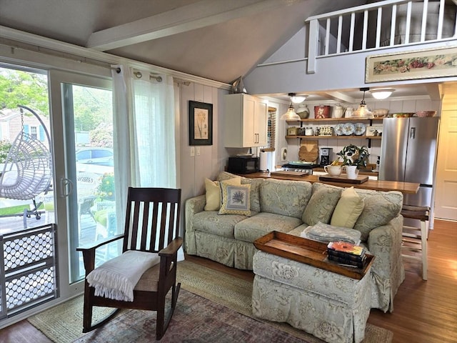 230 Gosnold St Unit 1A, Barnstable, MA 02601 - living area with wood finished floors and lofted ceiling