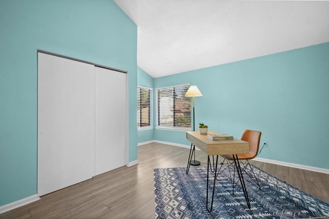 243 Trailside Way Unit 243, Ashland, MA 01721 - office featuring wood finished floors, baseboards, and high vaulted ceiling