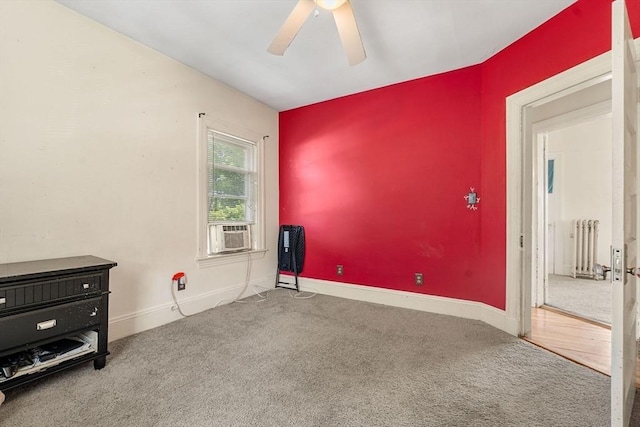 426 Moraine St, Brockton, MA 02301 - unfurnished bedroom with carpet flooring, radiator heating unit, cooling unit, and a ceiling fan