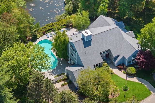 27 Fuller Pond Rd Unit 27, Middleton, MA 01949 - aerial view of property and surrounding area featuring a pool area and a large body of water