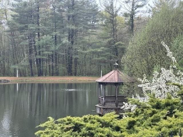 27 Fuller Pond Rd Unit 27, Middleton, MA 01949 - water view with a gazebo and a heavily wooded area