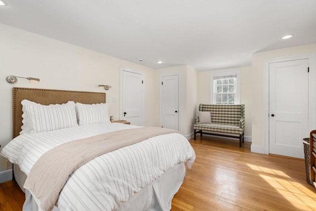 bedroom featuring light wood-type flooring