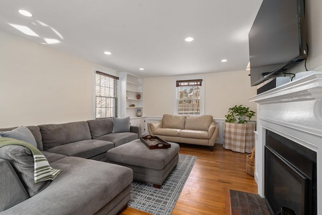 living room with wood-type flooring