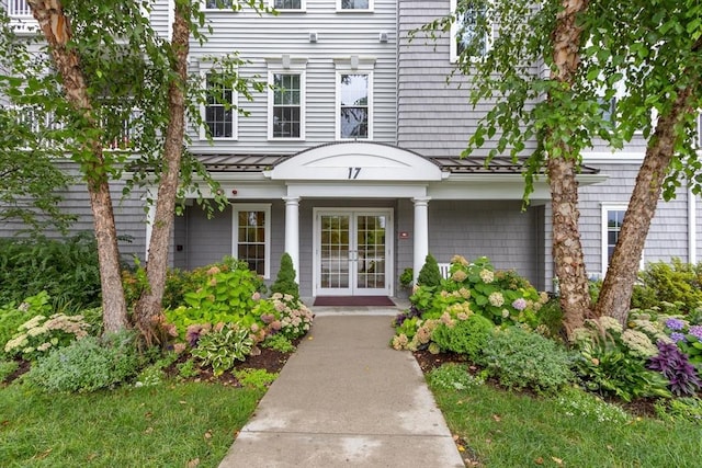 view of exterior entry with french doors