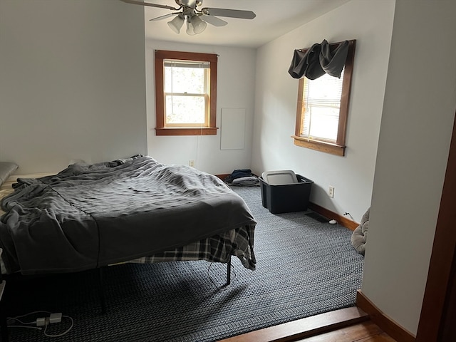 bedroom featuring ceiling fan