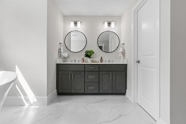 bathroom featuring a bathing tub and vanity