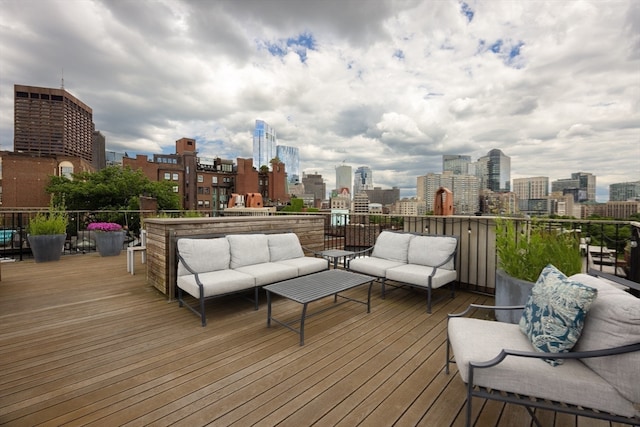 deck featuring outdoor lounge area