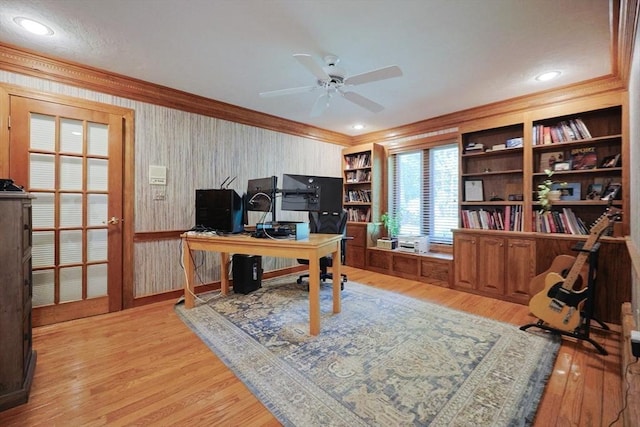 8 Mercer Ln, Franklin, MA 02038 - office space with crown molding, ceiling fan, and wood finished floors