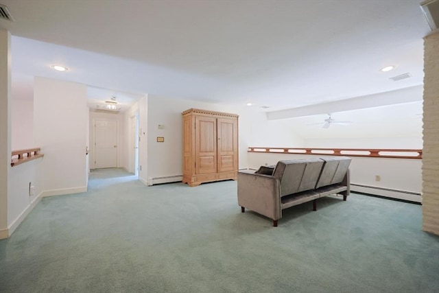 8 Mercer Ln, Franklin, MA 02038 - sitting room featuring baseboard heating, light carpet, a ceiling fan, recessed lighting, and baseboards