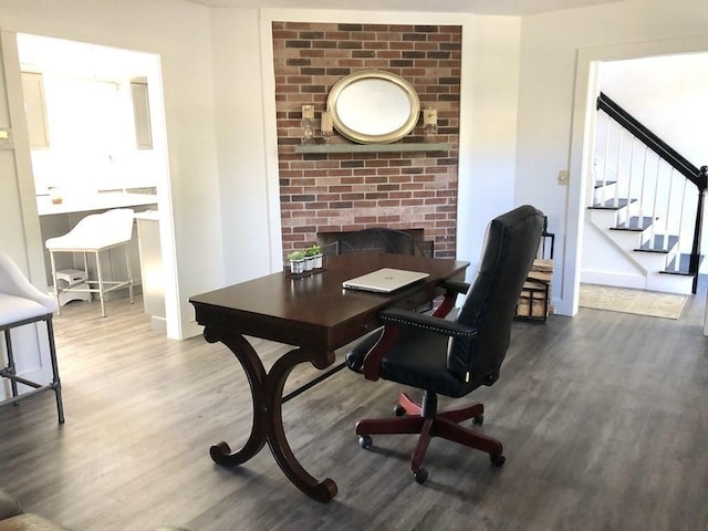office area with wood finished floors