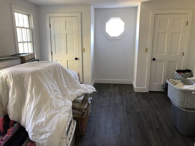 entrance foyer with baseboards and dark wood finished floors