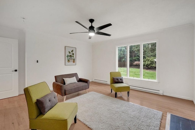 831 Morgan Rd, West Springfield, MA 01089 - sitting room featuring baseboard heating, wood finished floors, and ceiling fan